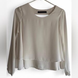 Zara Asymmetrical White Layered Blouse